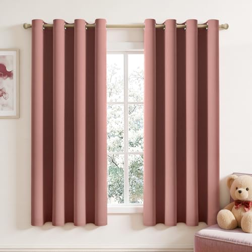 Image of MIULEE Dusty Rose Blackout Bedroom Curtains Drapes 72 Inch Long 52 inchx72 inch | Grommet Top, Room Darkening Window Drapes, Privacy Protection, Thermal Insulated, Heat Blocking, Light Blocking