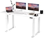 SANODESK QS2+140 * 70cm Dual Motors Standing Desk Height Adjustable Desk with Splice Board Home Office Computer Workstation Electric Sit Stand up Desk, White Frame+ White Desktop