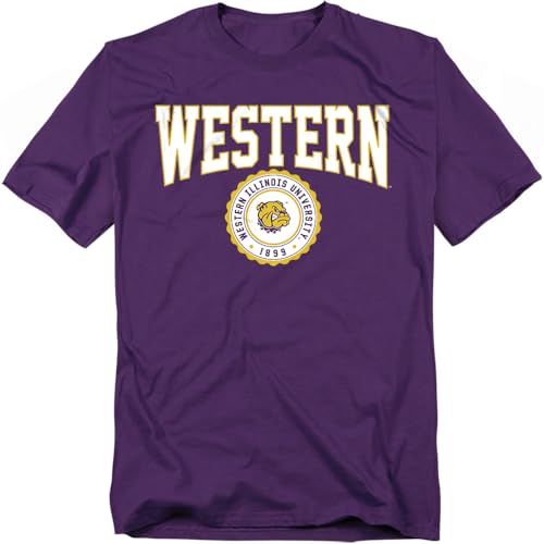 LOGOVISION Western Illinois University Collegiate Seal Unisex Adult T Shirt, Purple, Large