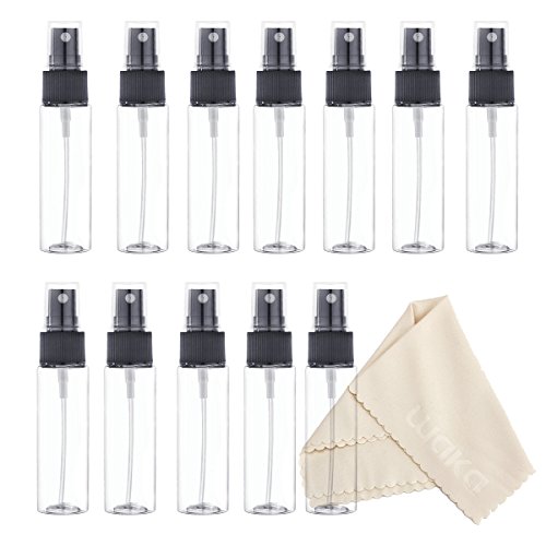 HENITAR Black Plastic Reusable 300ml Leak Proof Perfume Spray Bottle (10 x Spray Bottle, 2 x Cap)