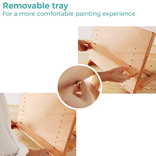 Viswin 19"X 14½" Large Wooden Tabletop Easel, Hold Canvas To 23" H, Adjustable Angle, Solid Beech Wood Desktop Easel, Portable Sketching & Drawing Board Easel, For Adults, Students, Beginners #TOP3