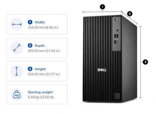 Image of Dell Pro Tower QCT1250 2026 Business Desktop PC, Intel 14-Core Ultra 5 235 14-Core up to 5.0GHz, Copilot AI, 16GB DDR5 RAM, 512GB PCIe SSD, 4K Dual Monitor Support, Windows 11 Pro