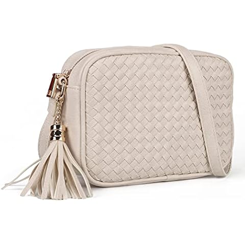 Gladdon Crossbody Bags for Women, Woven Ladies Handbags, Waterproof Shoulder Bags, Multipocket Leather Messenger Bag Cover