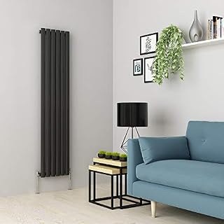 Warmehaus Horizontal Column Designer Radiator Oval Flat Panel Double White 600 x 590mm - Modern Central Heating Space Saving Radiators - Perfect for Bathrooms, Kitchen, Hallway, Living Room