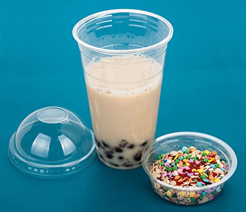 Image of GOLDEN APPLE Cup series, 24oz-50sets Clear Plastic cups+4oz insert with Dome lids no hole, BPA Free(50cups+50inserts+50lids)