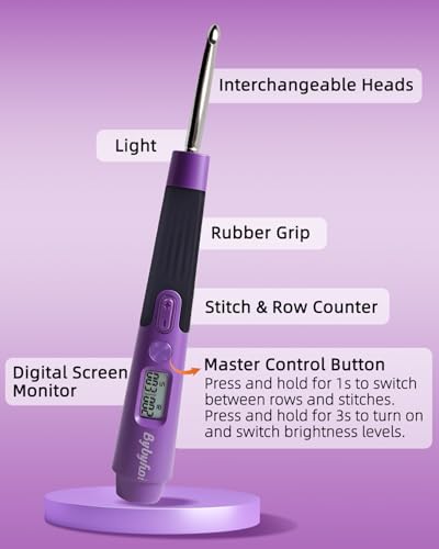 Image of 18 Sizes Lighted Crochet Hooks Set 2.0mm~14.0mm, Rechargeable Crochet Hook with Interchangeable Crochet Head, Light Up Crochet Hooks Set with 2 Levels Led for Beginner Knitting Kit Gifts