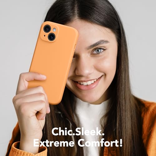 Image of Magnetic for iPhone 15 Case, Compatible with MagSafe, [Screen Protector + Full Camera Protection], Silicone Shockproof Anti-Scratch Protective Phone Case for iPhone 15 6.1 inch, Cantaloupe
