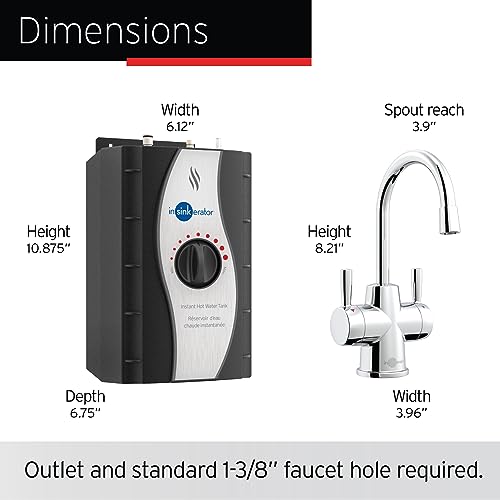 InSinkErator Stainless Steel Tank, HC250C-SS HOT250 System, 2-Handle Drinking Faucet in Chrome with 2/3-Gallon, Filter-Compatible Instant Hot/Cold Water Dispenser