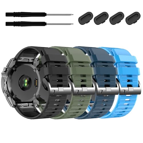 Image of Silicone Band for Garmin Enduro 3 2 /Fenix 8 pro /tactix 8 AMOLED 51mm /Fenix 7X /6X pro sapphire solar /5X plus, 26mm Quickfit Sprot Watch Strap Replacement for Descent Mk2i /3i /epix Pro /quatix 8 51mm