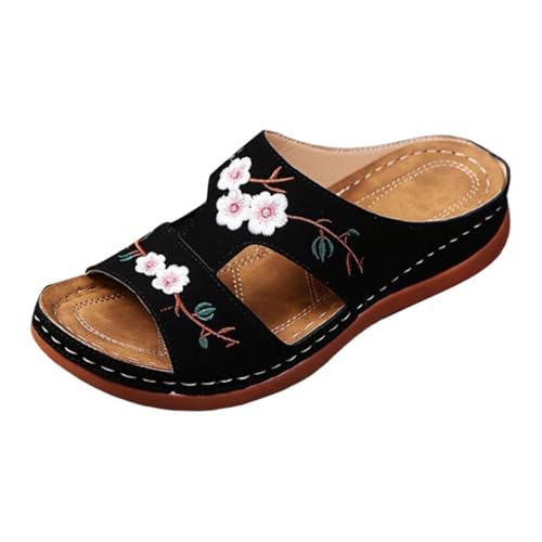 Générique Mules Femmes été Confortable Sandales en Cuir pour Femme Chausson Bout Ouvert Compensées Plateforme Pantoufles De Plage Et Claquettes De Piscine Femme...