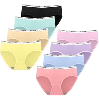 AYBUY Bragas Niña Adolescente  8 Braguitas Niña Adolescente  Braguitas Cómodas  Transpirables y Elásticas  Variedad de Colores  Bragas Cómodas y Suaves para Adolescente 8-18 Niña  Multicolor  M