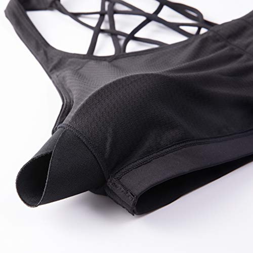 Crz Yoga Strappy Sports Bras For Women - Criss Cross Back Sexy Wireless Padded Yoga Bra Cute Workout A01-Black Medium #TOP4