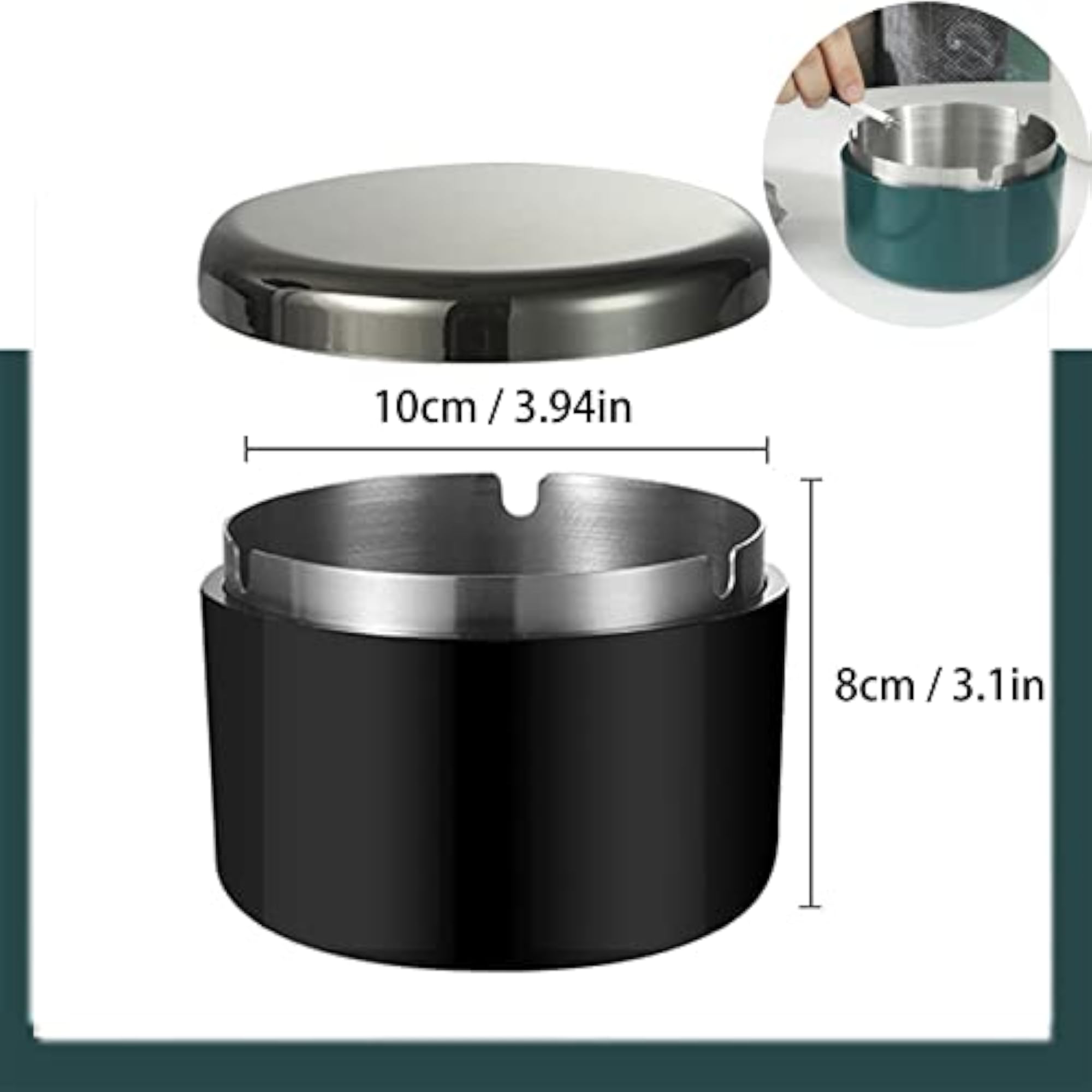 Outdoor Cigarette Ashtray with Lid, Modern Smokeless Design