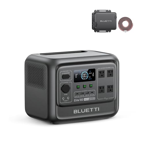 Image of BLUETTI Elite 100 V2 (2025 New) Portable Power Station & Charger 1 (ships separately), 1024Wh LFP w/ 1800W AC, 560W DC-DC Charging, 1.8 H Full Charge via Car, Ideal for Car Camping, Vanlife, RV Travel