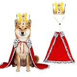 Dog King Cloak Costume, Halloween Dog King Costume, Adjustable Funny Pet Kings Cloak and Crown, Pet King Costumes for Halloween Christmas Cosplay King Cloak Cape for Dogs Cats (Medium)