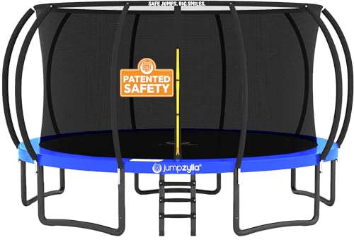Image of JUMPZYLLA Trampoline Outdoor 8FT 10FT 12FT 14FT 15FT 16FT with Enclosure and Ladder, ASTM Approved Recreational Trampoline for Kids and Adults, Anti-Rust Coated Frame