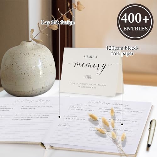 Image of Lanpn Funeral Guest Book for Memorial Service, in Loving Memory Book for Funeral with Table Sign, Funeral Favors Sign in Books with Open Window for Guests Celebration of Life Guest Book, Blue