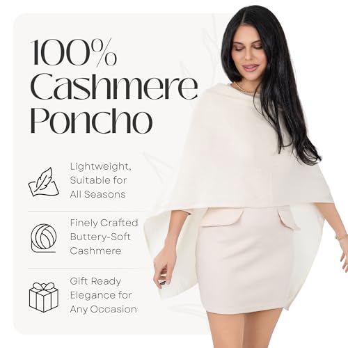 Image of Velanio Cashmere Poncho for Women - 100% Mongolian Wrap & Dress Topper