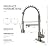 Dual Spout Kitchen Faucet with Pull Down Sprayer, Brushed Nickel Stainless Steel Commercial Sink Faucet with Pot Filler, Single Handle, 1 or 3 Hole Install, for Farmhouse RV Laundry Utility Wet Bar