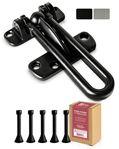 Jack Nâ€™ Drill Swing Bar Door Lock Durable Door Guard for Back and Front Doors, Childproof Door Security Made from Reinforced Diecast Metal for Home Security and Peace of Mind w/ x5 Free Door Stopper