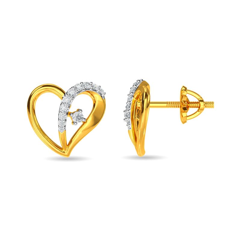 Image of KISNA JEWELS 18K BIS Hallmark Pure White Gold & SI Real Diamond Hearts Earrings For Women with Screw Back clouser