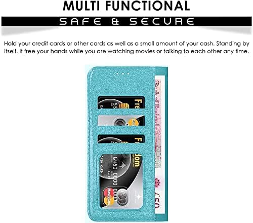 MHtech Case For Apple iPhone XR, Phone Case Shiny Leather Bling Glitter Book Flip Stand Card Wallet Protective Cover For iPhone XR Phone (Blue)