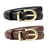 GeorgeX Cinturón para Mujer de Piel Genuina con Hebilla Metálica Cinturón de Mujer, Cinturón de Vestir Ajustado para...