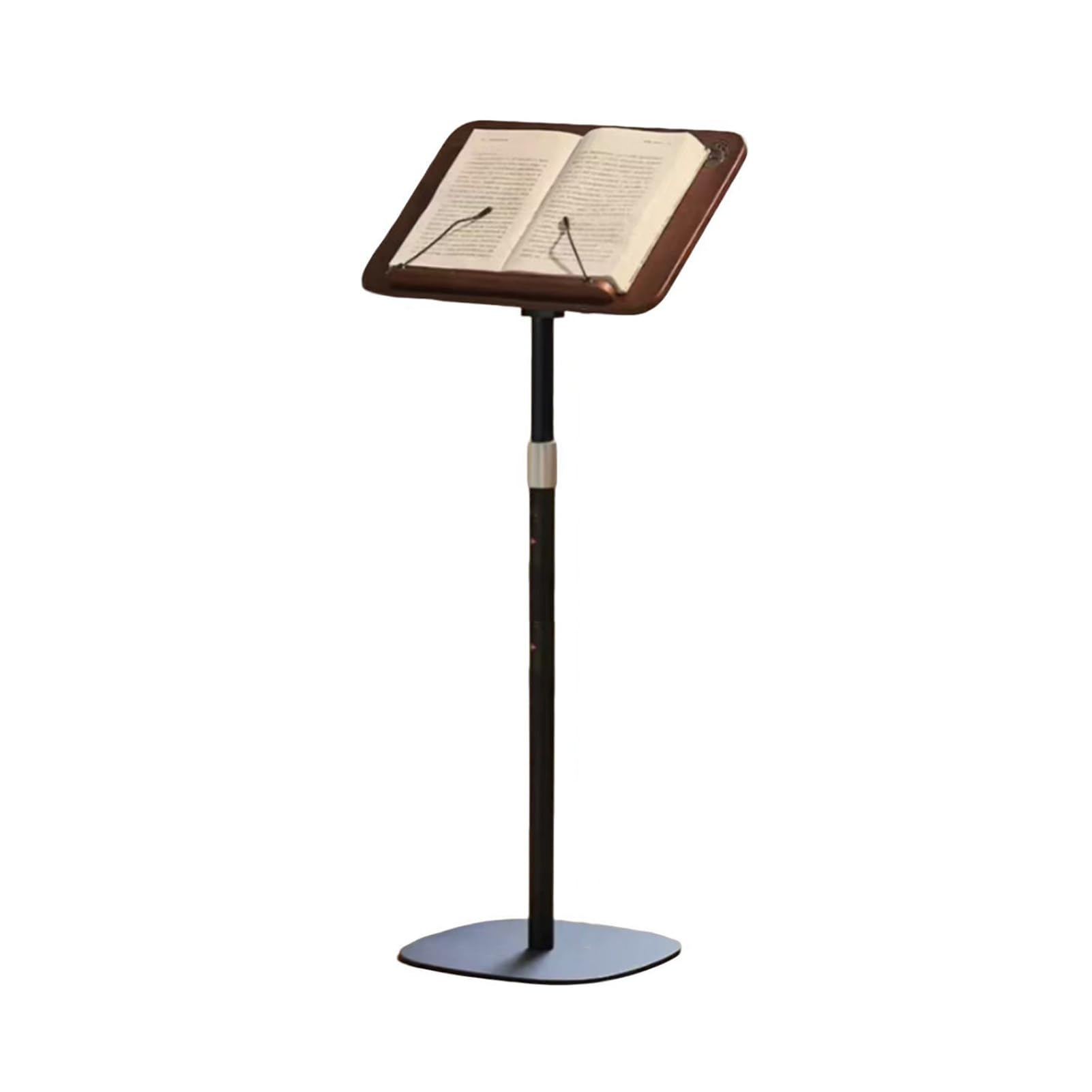 Genérico Soporte de pie Ajustable para Libros y portátiles, Atril para partituras con Clips elásticos para páginas, diseño ergonómico para una Lectura cómoda, soporta hasta 20 kg, Altura de 53,5 a 89