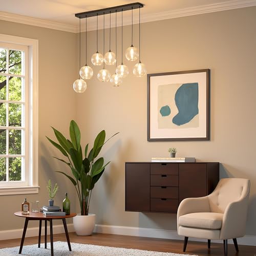Image of Avior 10 Lights Chandelier for Dining Table, Hanging Light for Living Room, Pendants Ceiling Lamp for Drawing Room and Home Decorative Lamps
