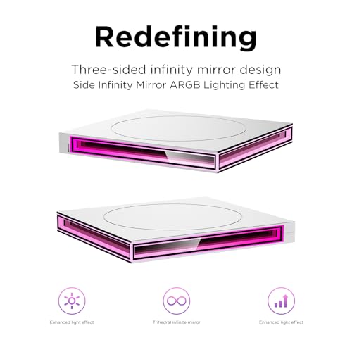 Image of PC Case ARGB Square Figurine Shelf, Figure Stand, Infinity Mirror Design Floating PC Shelf for Figure - 120mm Fan Accessories-White