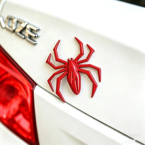 Image of 3D Spider Chrome Emblem Badge Sticker Decoration for Car, Truck, Motorcycle, RV, Scooter, SUV, Door, Window (Red Flash Spider)
