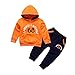 Herbst Baby Kleidung Set, Baby Junge Trainingsanzüge Set Jungen Langarmshirts Sets Baby Junge Mädchen Brief Druck Mit Kapuze Sweatshirt + Sporthosen Outfits, Farbe:Orange, Größe 80(6-12 Monate)