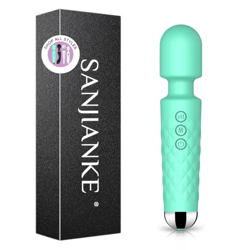 Image of SANJIANKE Vibrator Wand Sex Toys,Clit Stimulator Vibrators,Vibrator for Woman,Wand Massager Sex Toy,20 Patterns,8 Speeds of Pleasure,Quiet Adult Sex Toys,Waterproof, for Women Gifts (Green)