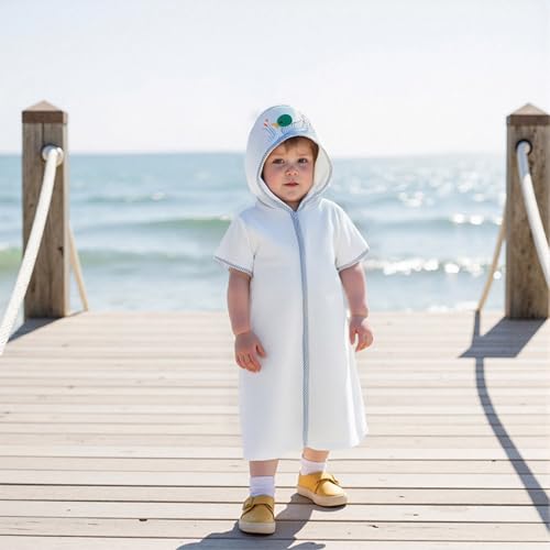 Girls Swim Cover Up Terry Cloth Hooded Zip-Up Short Sleeve Beach Bathing Suit Wraps for Swimwear Summer Beach2