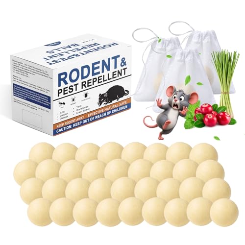 Image of Mouse Repellent Balls 32 Pack, Peppermint Rodent Repellent for Mice and Rats, Natural Mouse Deterrent Indoor Outdoor, Long Lasting Pest Control for Home, Garage, Basement, Attic, Car