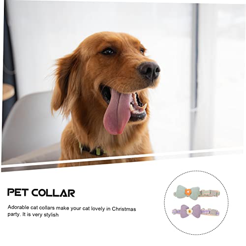Collier pour chat respirant en polyester avec boucle décorative et sangle ajustable - 2pcs - 8