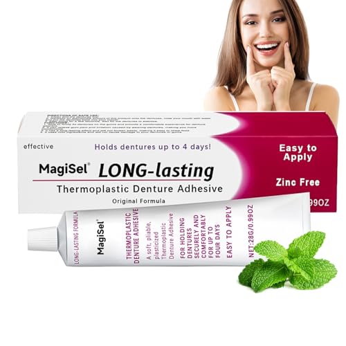 Thermoplastic Denture Adhesive, False Teeth Adhesive, Secure Denture Adhesive for natural fit and secure retention for aesthetically pleasing and comfortable teeth, 40g