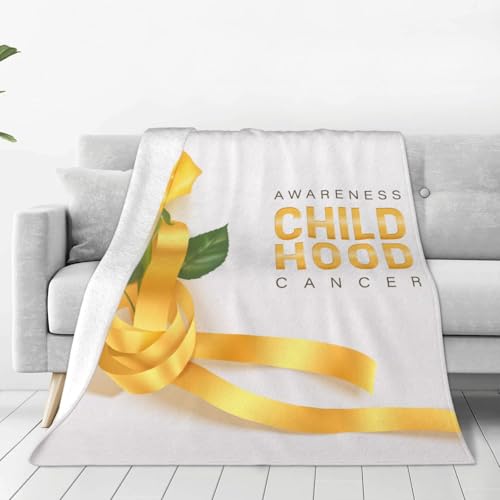HFGEHQP Childhood Cancer Awareness Month in September We Wear Gold Blanket Throw Blanket Decor for Bed Couch Fleece Warm Flannel Blankets for All Seasons