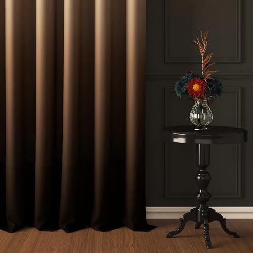 Image of Story@Home 100% True Blackout Window Curtains 5 Feet Long Set of 1 | Room Darkening Curtain | Gradient Printed | Ombre Curtains for Living Room | (116 x 152 cm, Beige & Brown)
