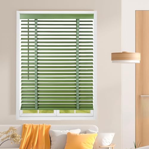Persianas Enrollables Exterior Interior, Estores Veneciana de Madera Filtro de luz Privacidad con Muchos Tamaños 30 65 95 100 112 138 145 156 180 200 215 cm Cortinas Venecianas 50 mm(Verde)