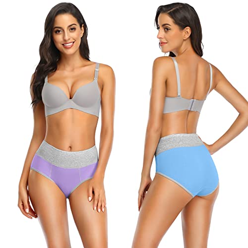 Image of Womens Underwear,Cotton Mid Waist No Muffin Top Full Coverage Brief Ladies Panties Lingerie Undergarments for Women Multipack
