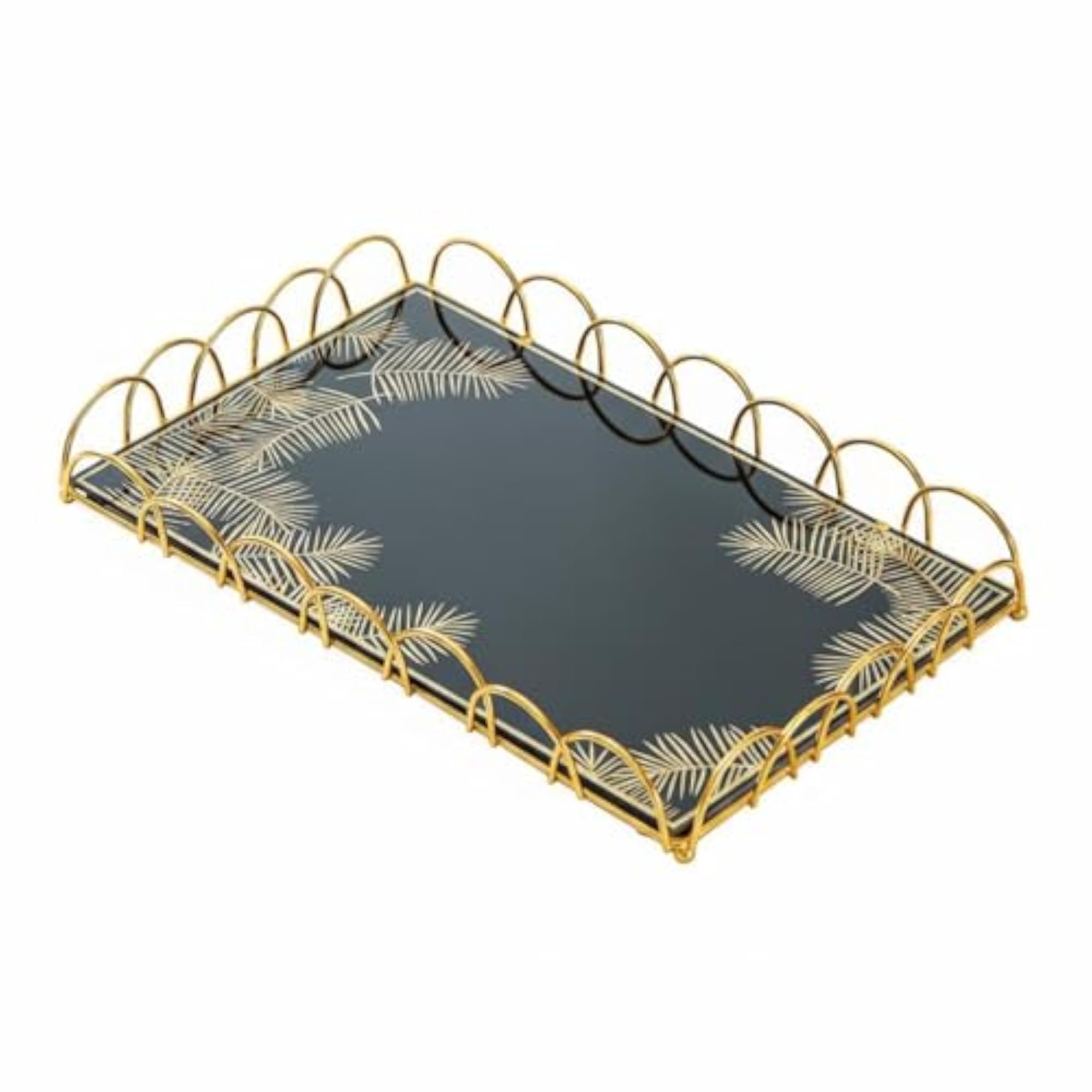 2-Piece Arched Design Decorative Glass Tray Set for Living Room