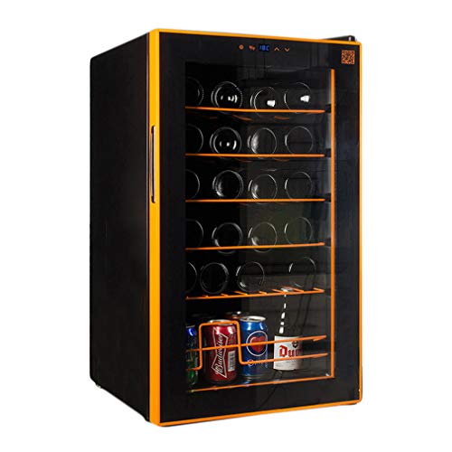 Design Kompressor Weinkühlschrank 24 Flaschen, 7 Einschübe LED-Display Edelstahl Glastür Touch Panel Freistehend Glasfront mit