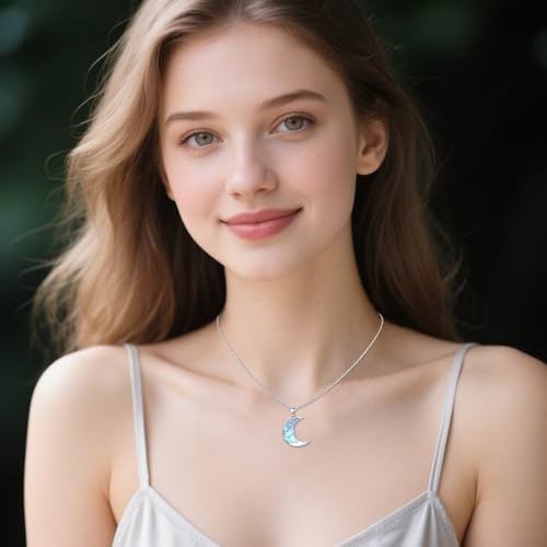 LONAGO Crescent Necklace Moonstone Moon and Star Pendant 925 Sterling Silver Crescent Moon Star Pendant Jewelry Gift for Girlfriend Women Wife3
