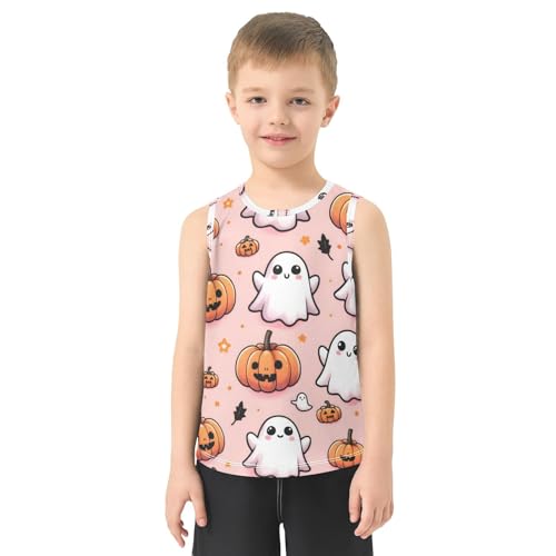 susiyo Cute Ghosts Pumpkins Boys Sleeveless Tank Top Girls Athletic T Shirt2