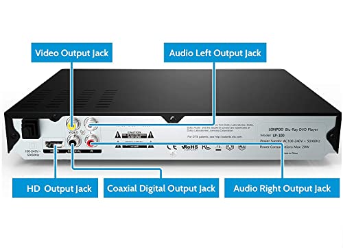 Blu Ray DVD Player,Full HD Blu-ray Disc Player with Metal Enclosure,Easy Hook Up and User Friendly, 1080P Home Theater DVD Player with HDMI Output, Support HDD and USB Playback - Thumbnail 5