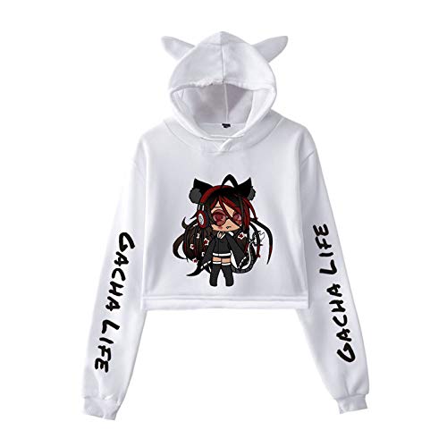 worclub Gacha Life Hooded Games Sudadera con Capucha Corta con Orejas de Gato Gacha Life para niñas y Mujeres