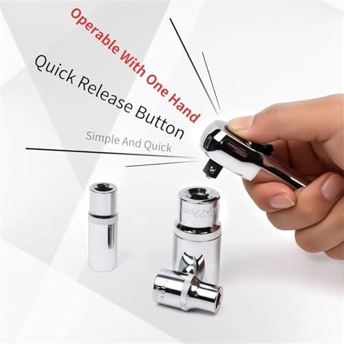 Llave de trinquete ajustable 3/8 telescópica con mango recto de 72 dientes 6