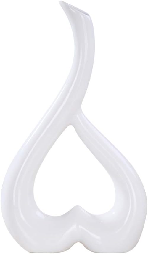 VOSAREA Creative Ceramic Vase Elegant Heart-Shaped Desktop Ornament Ceramic Adornment for Home (White)