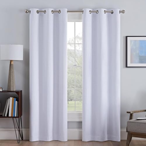 WUXXIANG Cortinas Salon Opacas 2 Piezas 160 x 160 cm Opacas, Térmicas, Protección contra El Frío, Cortinas Salon Opacas con Aislamiento Térmico, 2 Unidades, para Dormitorio, Cocina, Blanco